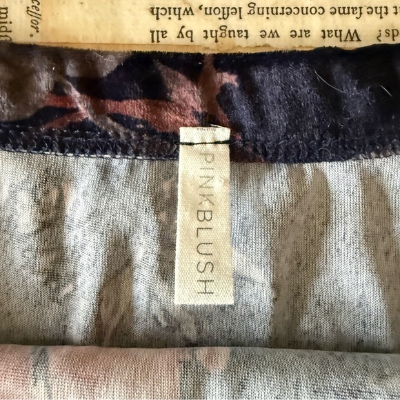 Pinkblush Navy Velvet Maternity Long Sleeve Floral Bodycon Dress with Pink Roses - Picture 4 of 6